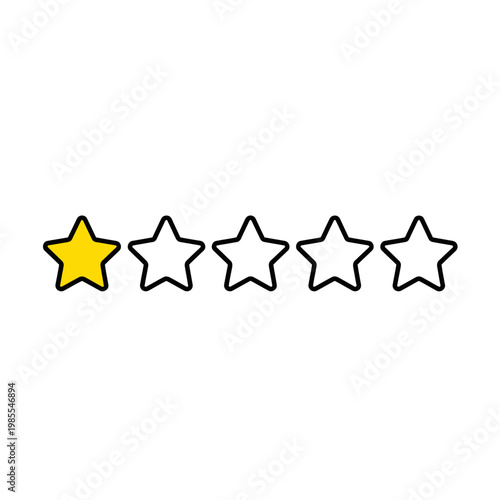 one star rating symbol, customer review icon, line art style