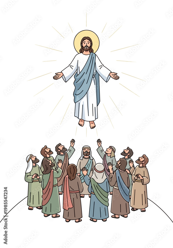 Obraz premium Jesus Christ Ascension Illustration.