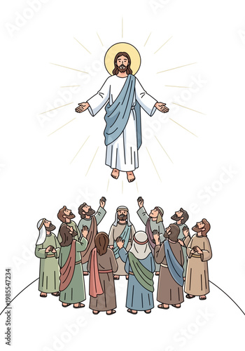 Jesus Christ Ascension Illustration.