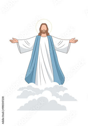 Jesus Christ on the clouds.