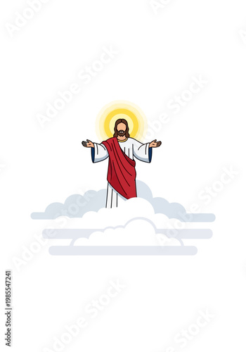 Jesus Christ on the clouds.