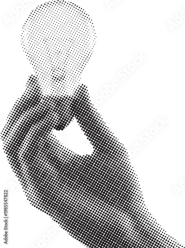 Hand hold light bulb dot pop art vector illustration