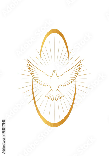 Dove in Golden Oval Frame.