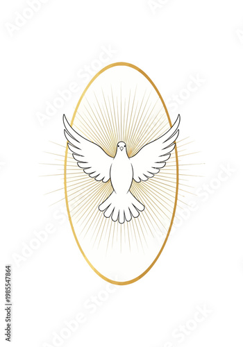 Dove in Flight Emblem Logo.