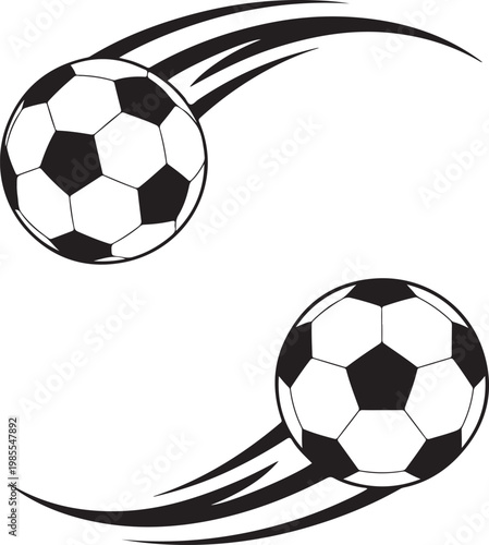 Soccer football moving swoosh elements, dynamic sport sign. Vector