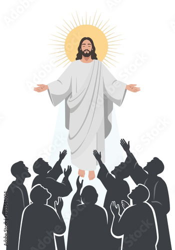 Jesus Christ with worshippers below.