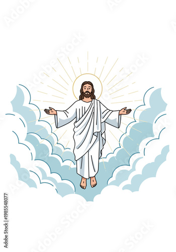 Jesus Christ in Heavenly Clouds.