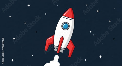 Retro rocket ship blasting off into starry space a symbol of exploration and innovation perfect for science fiction or startup concepts