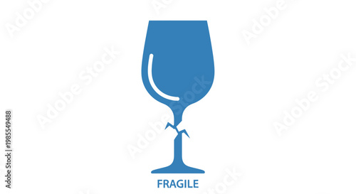 Blue Wine Glass Broken Fragile Illustration.