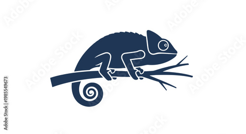 Simple Dark Blue Chameleon Illustration Design.