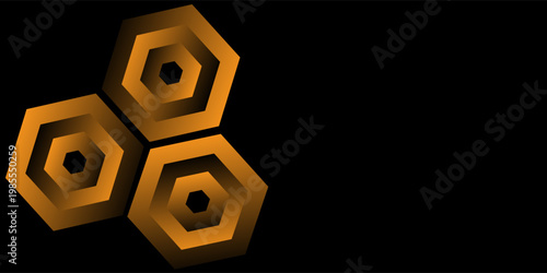 Abstract Geometric Yellow And Black Pattern With Interlocking Hexagonal Motif abstrac bacground illustration