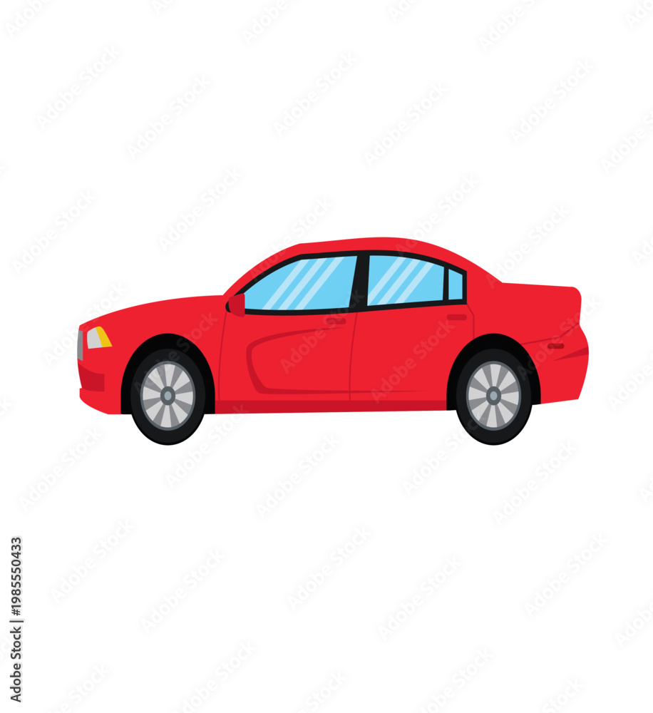 Obraz premium Style Red Colour Car in design and White colour background in design