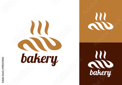 abstract hot bread logo. food bakery snack vector design concept