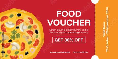Food Voucher Template with Pizza and Discount Offer