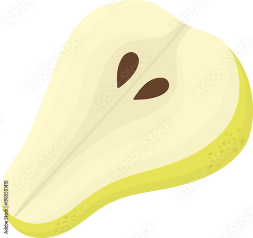 Half of yellow pear isolated on clean background. Illustration of fresh juicy cut fruit