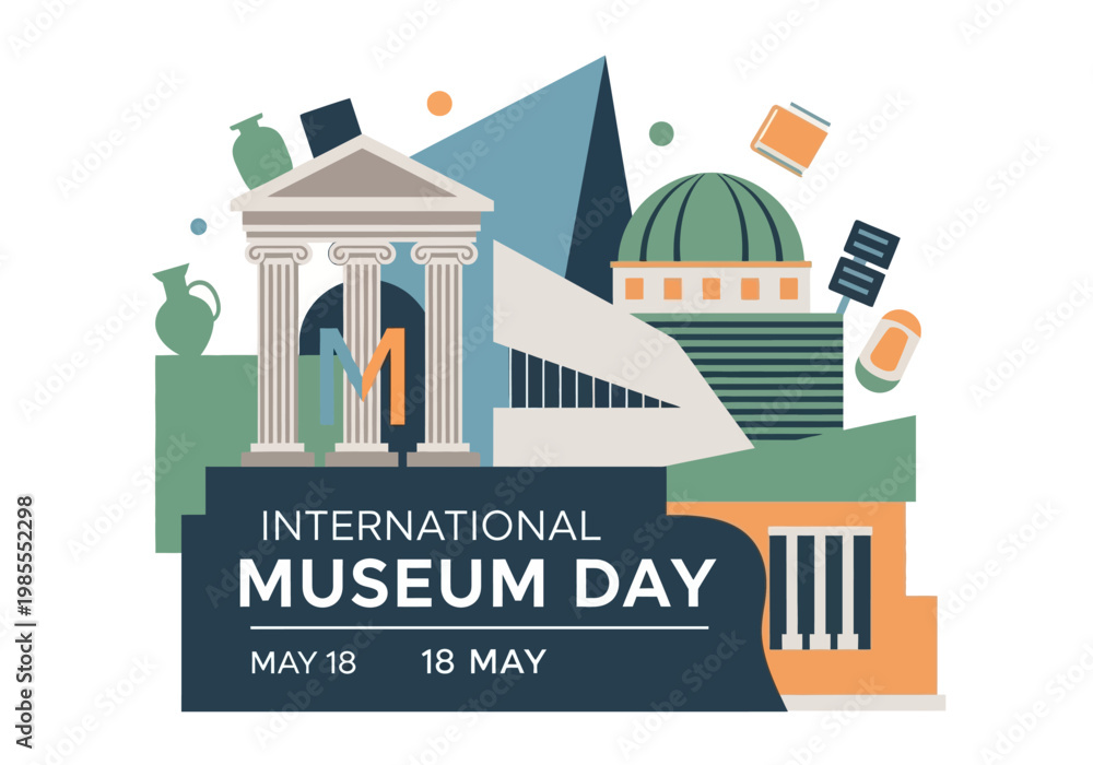 Fototapeta premium International Museum Day Celebration with Architectural Landmarks and Cultural Artifacts.