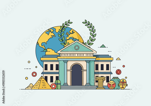 Global cultural heritage museum with historical artifacts and educational themes.
