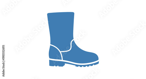 Blue Rubber Boot with White Trim.