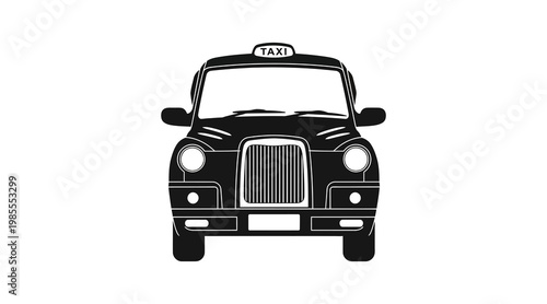 Black london taxi cab front view black cab taxi front view