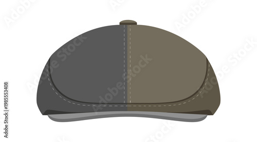 Flat cap front view, dark gray and tan colorway cap flat cap dark gray cap
