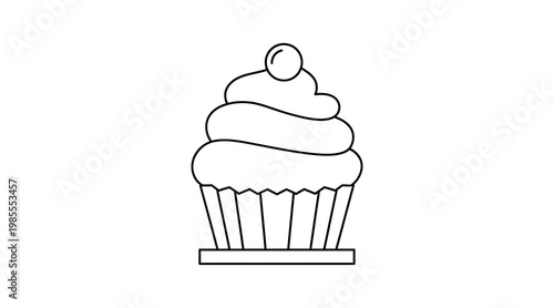Flat cupcake with swirl frosting and cherry topper