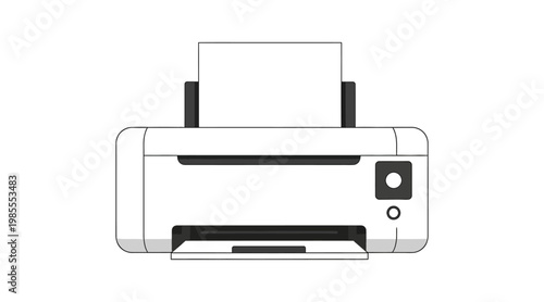 Flat front view of a monochrome inkjet printer flat printer