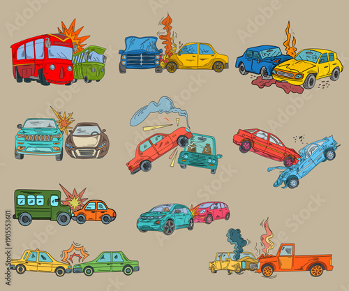 Modern Car Crash Vector Icon 3D Illustration Design
