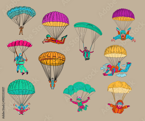Modern Parachute Vector Icon 3D Illustration Design