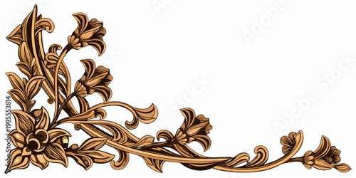 Ornate floral corner design with detailed golden leaves and blossoms