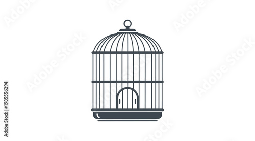 Flat of empty ornate bird cage flat empty cage ornate black and white