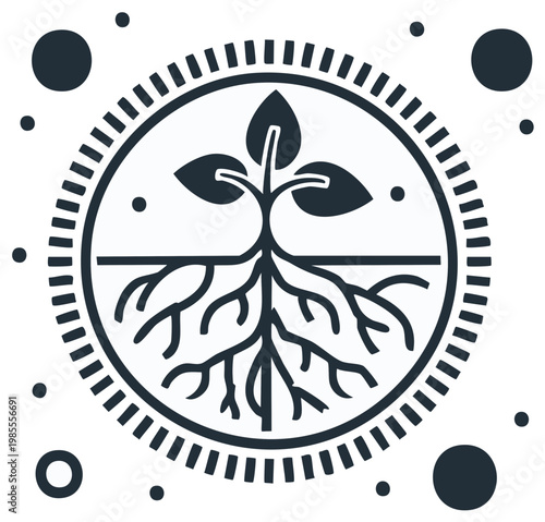 Wallpaper Mural Seedling Icon Representing Growth and Roots in Circular Design Torontodigital.ca