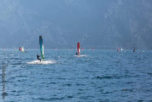 Windsurfers on the lake Garda