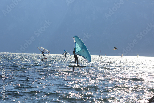 Windsurfers on the lake Garda