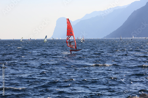 Windsurfers on the lake Garda