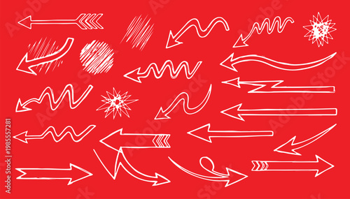 Collection hand drawn arrows. Set simple arrows isolated on white background. Arrow mark icons. Arrow paint