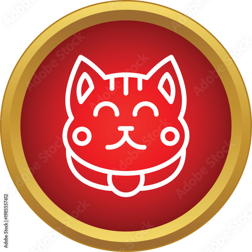Maneki neko lucky cat head illustration representing fortune and good luck