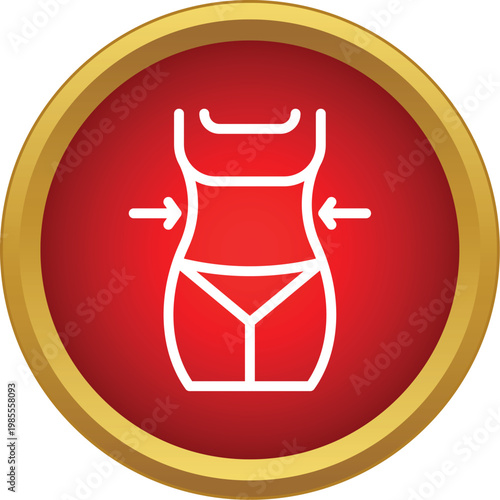 Woman's body silhouette with arrows indicating a slimming waistline, symbolizing weight loss and fitness