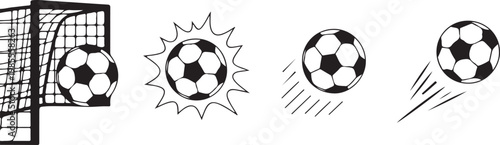 Soccer ball football icon and goal vector logo illustration for sport with a world cup graphic set