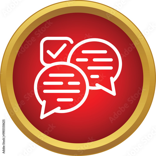 Chat bubbles and a check mark depicting quick confirmation of messages
