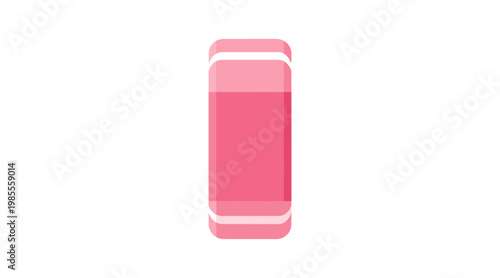 Flat pink eraser with gradient shading light pink dark pink
