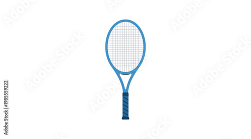 Flat tennis racket in blue and white blue racket white strings