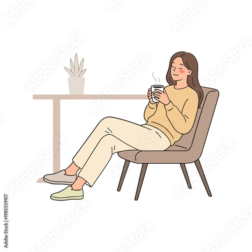 A cheerful man smiles while looking back over his shoulder in an illustration.