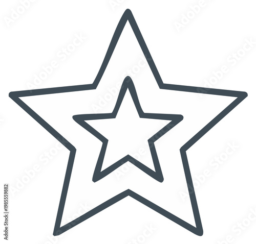 Charming hand drawn outline of a five pointed star with a smaller star nested inside cute doodle