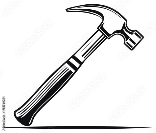 Hammer Silhouette in Black and White Construction Tool