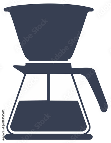 Pour Over Coffee Brewer Icon Glass Carafe Minimalist Line Art Drip Coffee Making Process Hot Drink Kitchen Utensil