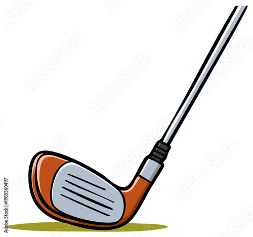 Golf Club Driver on Green Grass Ready for Swing Action Sports Equipment