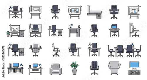 Collection of Office Furniture and Desks.