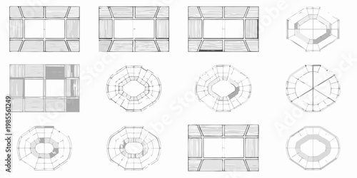 Geometric diagrams illustrating perspective and spatial reasoning concepts