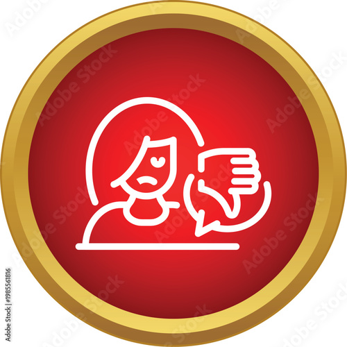 Woman avatar dissatisfied delivering a thumbs down dislike rating