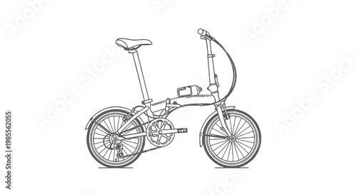 Foldable bicycle vector illustration bike transport minimalist design folding bike compact bike portable cycling in gray tones